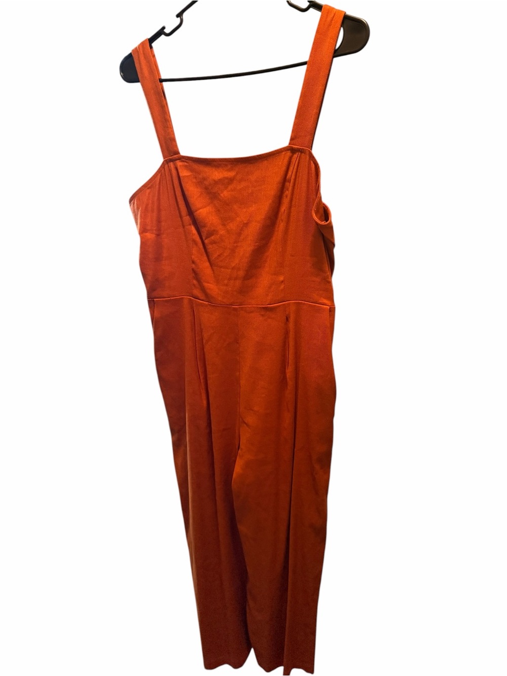 Express Womens M Rust Linen Blend Tie Back Wide Leg Jumpsuit Sleeveless